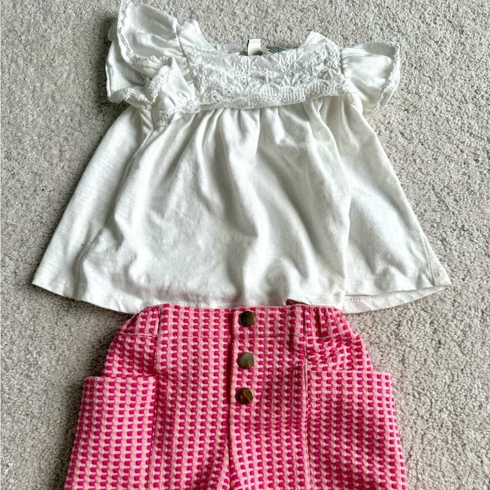 Joie White Eyelet Lace Baby Doll Top & Shorts Set